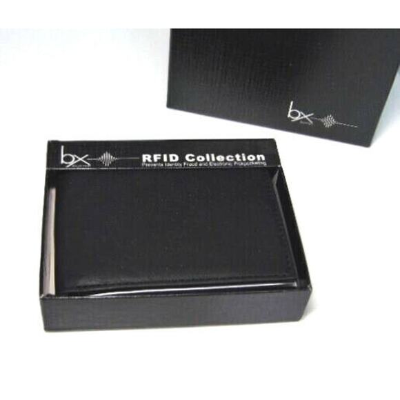 NEW Mens RFID Block BIFOLD WALLET +Removable PASSCASE Buxton Black Faux Leather - Picture 10 of 11